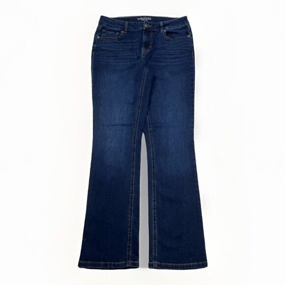 Maurices Jeans Womens 8 Mid Rise Baby Bootcut Dark Blue Stretch Measures 31 x 30 - Picture 1 of 7